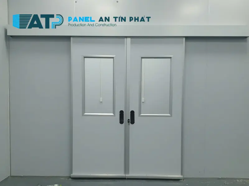 Cửa panel phòng sạch 2 cánh mở lùa Cửa panel phòng sạch 2 cánh mở lùa