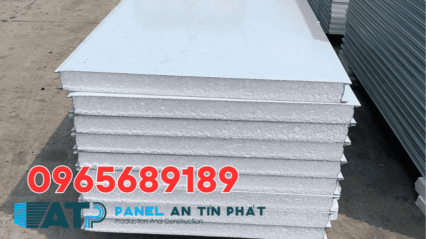 Cấu tạo 3 lớp chi tiết: tôn - keo - lõi EPS cách nhiệt của tấm panel An Tín Phát.