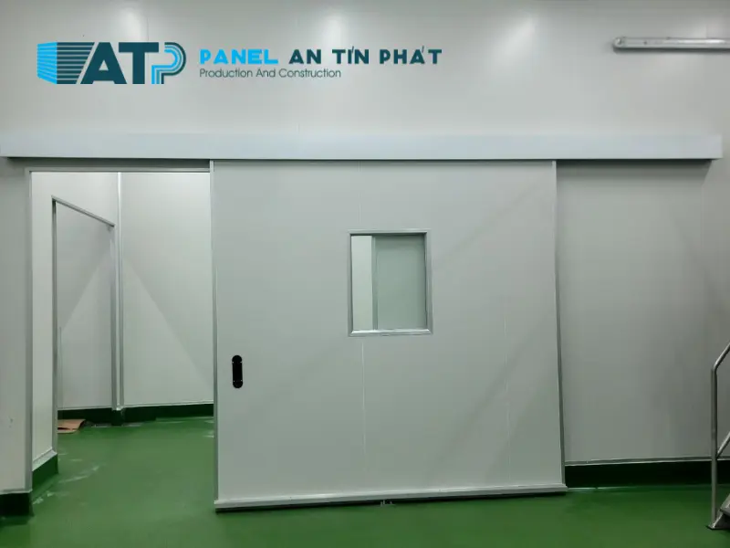 Cửa panel phòng sạch 1 cánh mở lùa Cửa panel phòng sạch 1 cánh mở lùa
