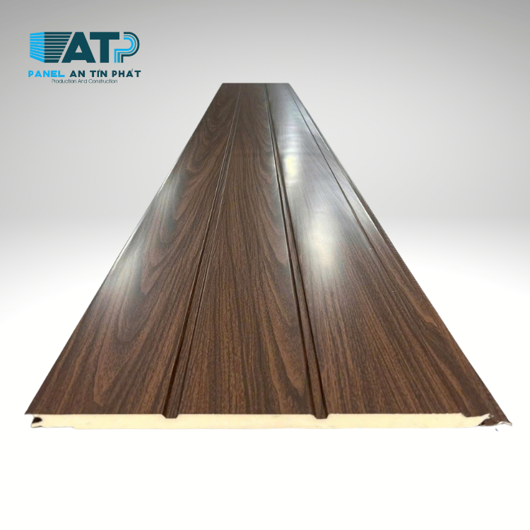 cận cảnh bề mặt tấm ốp hợp kim nhôm kẽm cách nhiệt, được dập nổi 3D với nhiều hoa văn như tấm ốp kim loại vân gỗ / vân đá / vân gạch và phủ sơn tĩnh điện độ bền cao.