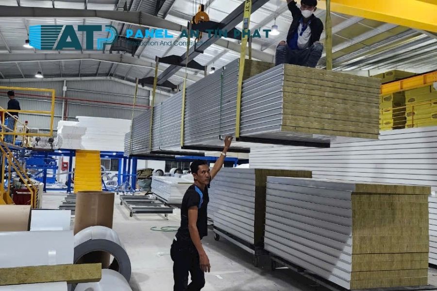 Panel An Tín Phát chuẩn bị panel chống cháy EI60, nẹp, vít, keo, roan, cửa và phụ kiện giao cho công trình nhà xưởng hoặc phòng kỹ thuật