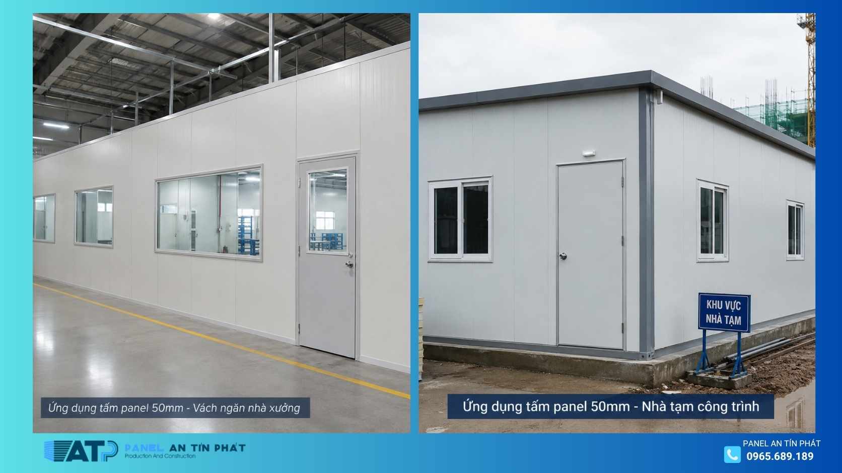 Ứng dụng tấm panel 50mm vào vách ngăn nhà xưởng và nhà tạm công trình