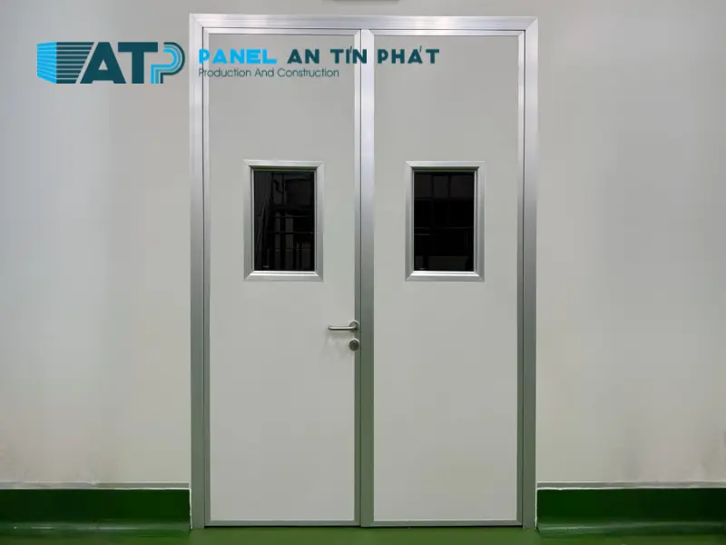 thi công cửa panel 2 cánh phòng sạch