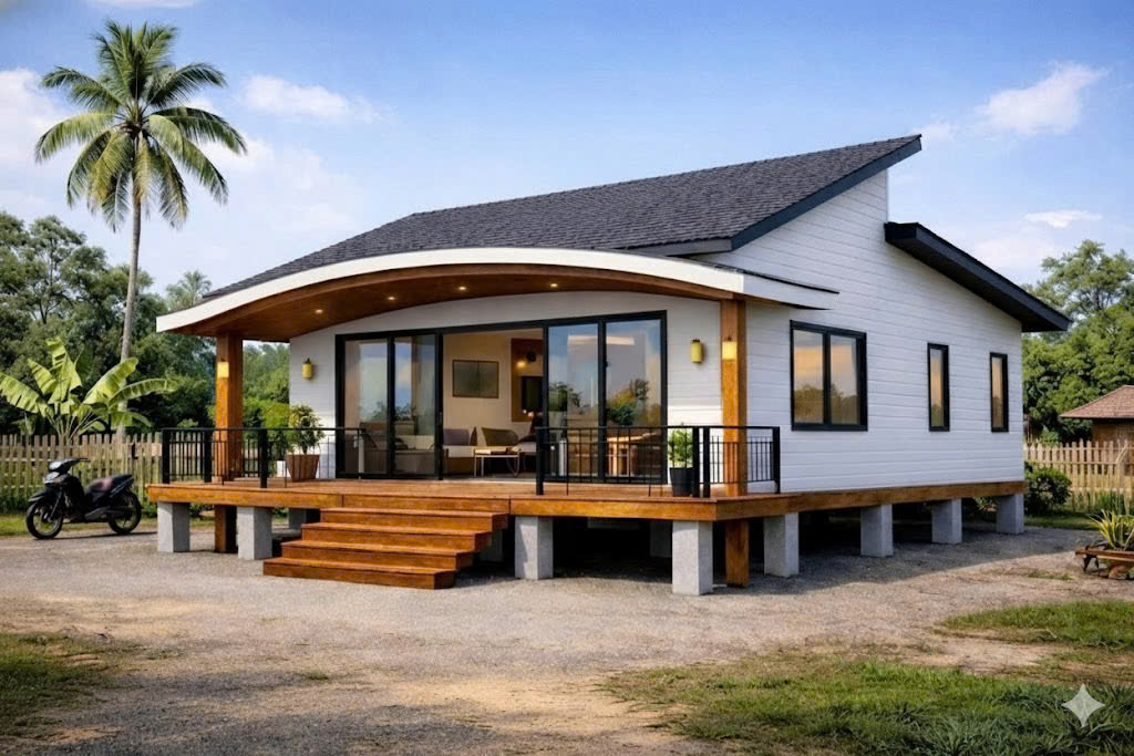 Ảnh minh họa nhà ở được làm từ panel được tạo bằng AI