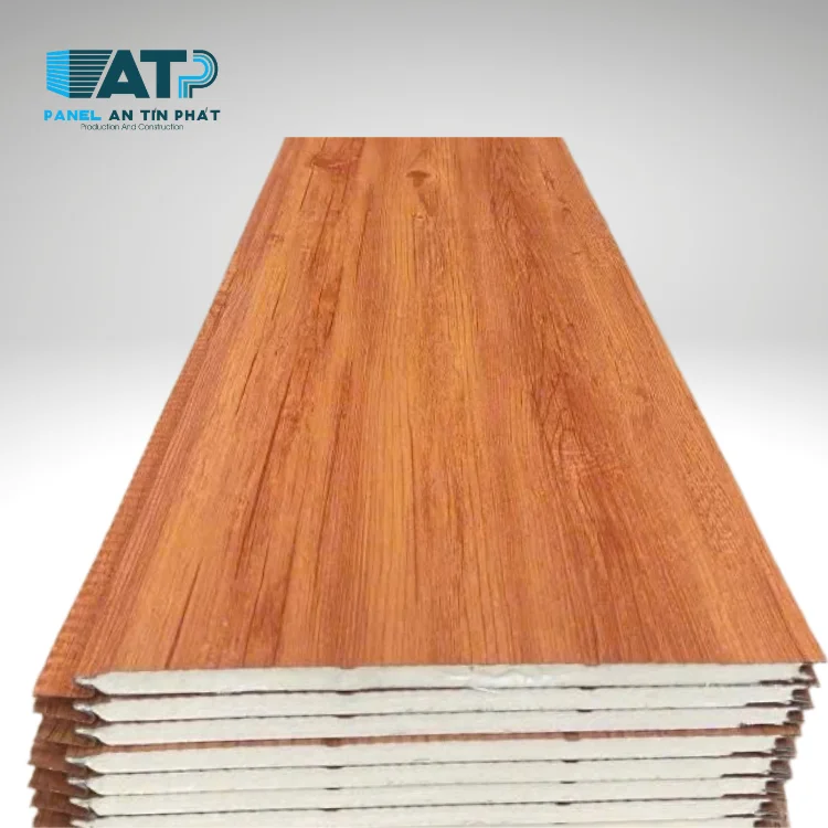 Cận cảnh bề mặt tấm ốp hợp kim nhôm kẽm cách nhiệt, được dập nổi 3D với nhiều hoa văn như tấm ốp kim loại vân gỗ / vân đá / vân gạch và phủ sơn tĩnh điện độ bền cao.