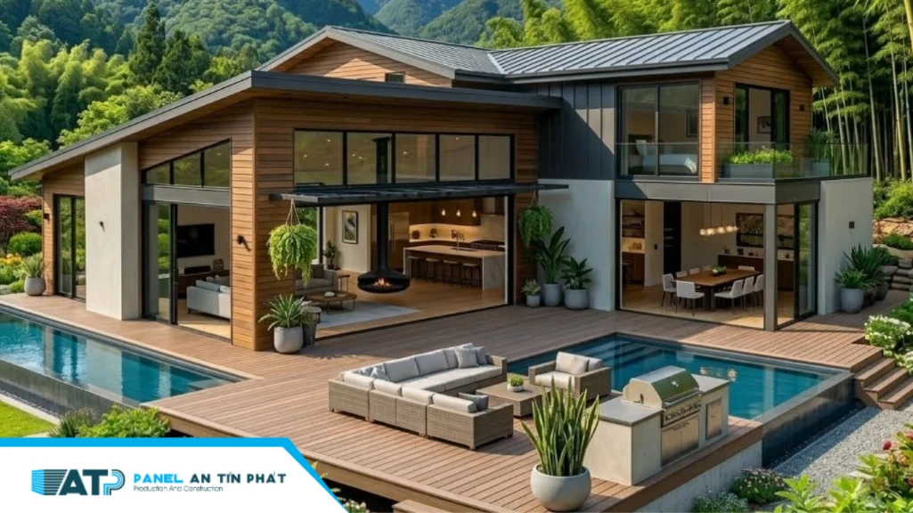 Thi công tấm ốp gỗ nhựa WPC ngoài trời mặt tiền nhà