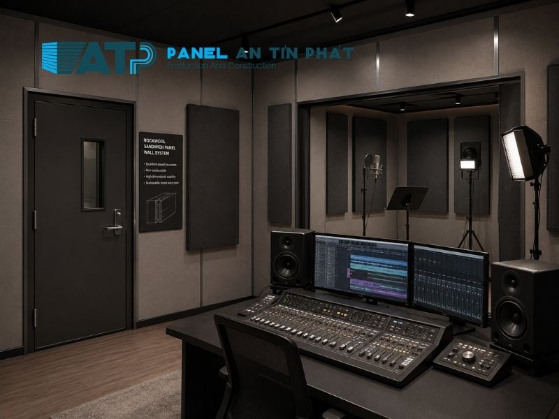 Panel Rockwool phòng thu âm trường quay