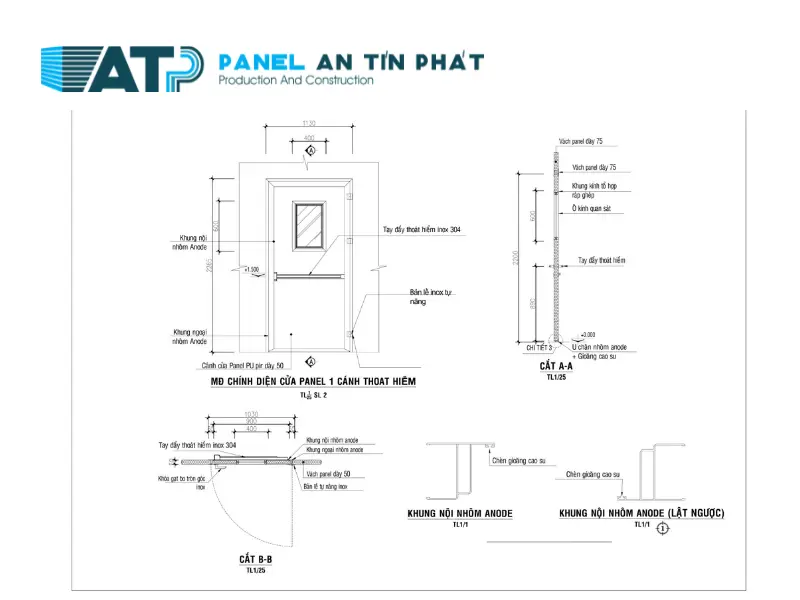 Cấu tạo cửa panel 1 cánh bản lề