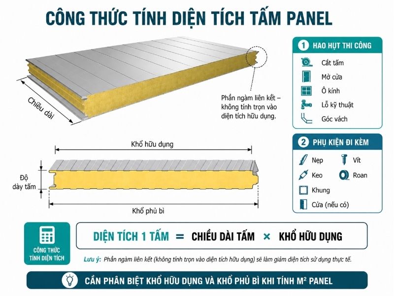 công thức tính khối lượng panel theo khổ hữu dụng