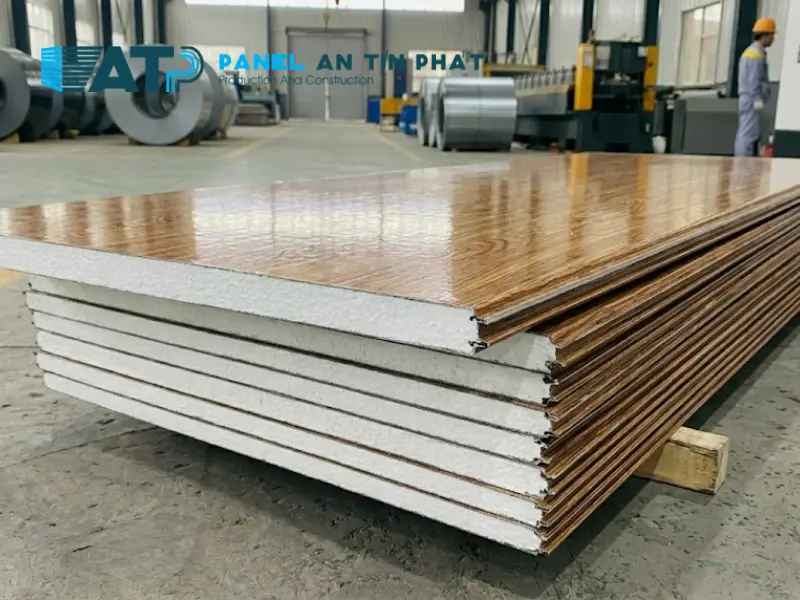 Tấm panel EPS vân gỗ dày 75mm