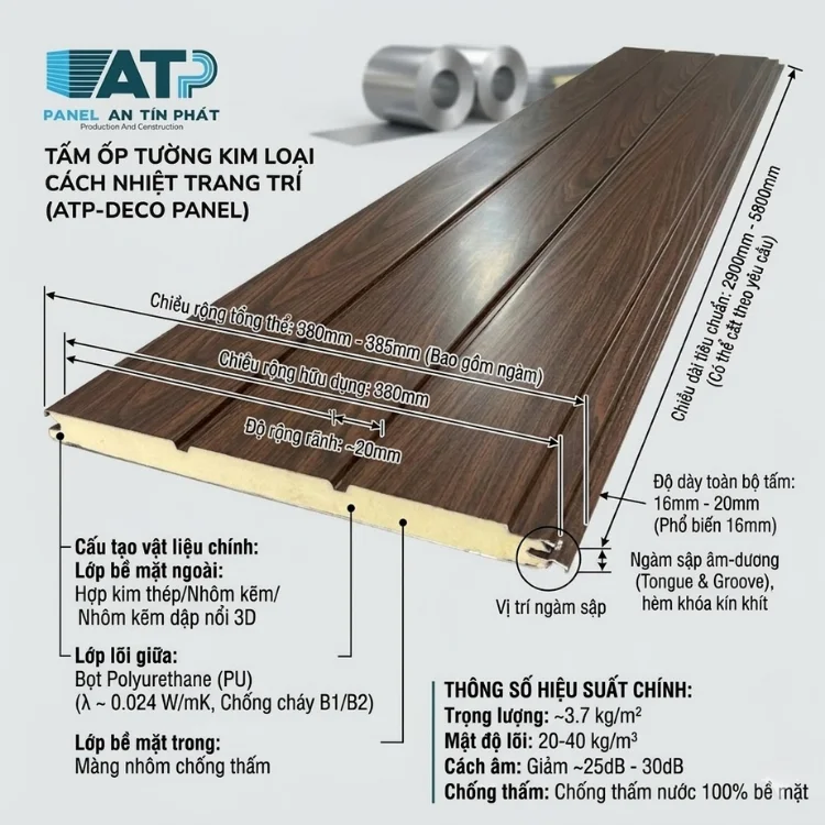 hình ảnh tấm ốp tường panel AZ 100 ultra kim loại cách nhiệt có thể hiện thông số kĩ thuật 
