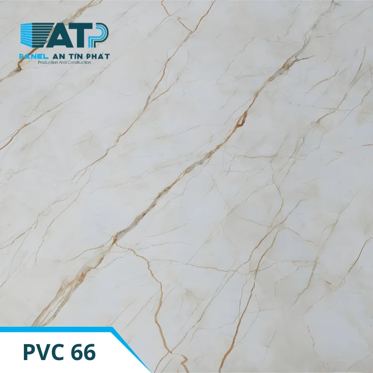 hình ảnh sản phẩm tấm ốp pvc vân đá màu trắng ánh vàng chuyên sử dụng để trang trí nội thất mã pvc 66 atp